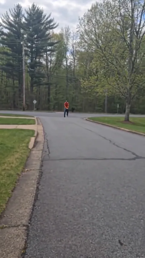 Broom rider on the roadside sign route